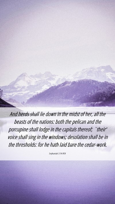 Picture 06 - Zephaniah 2:14 ASV Mobile Phone Wallpaper - And herds shall lie down in the midst of her, all - Mobile Bible Verse Wallpaper
