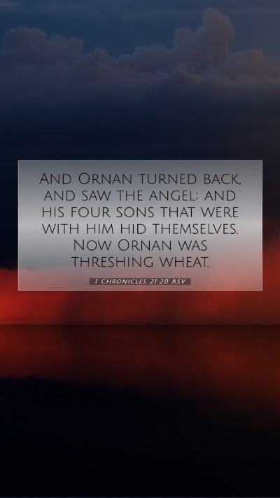 Picture 07 - 1 Chronicles 21:20 ASV Mobile Phone Wallpaper - And Ornan turned back, and saw the angel; and his - Mobile Bible Verse Wallpaper