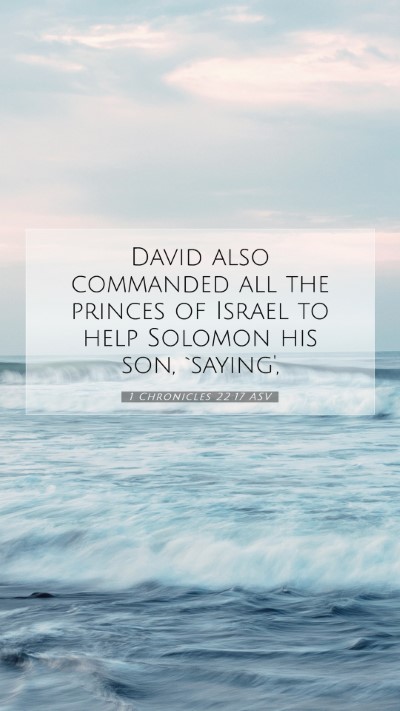 Picture 07 - 1 Chronicles 22:17 ASV Mobile Phone Wallpaper - David also commanded all the princes of Israel to - Mobile Bible Verse Wallpaper