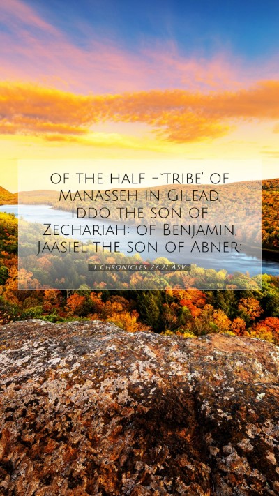 Picture 07 - 1 Chronicles 27:21 ASV Mobile Phone Wallpaper - of the half -`tribe' of Manasseh in Gilead, Iddo - Mobile Bible Verse Wallpaper