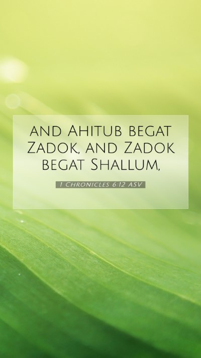 Picture 07 - 1 Chronicles 6:12 ASV Mobile Phone Wallpaper - and Ahitub begat Zadok, and Zadok begat - Mobile Bible Verse Wallpaper