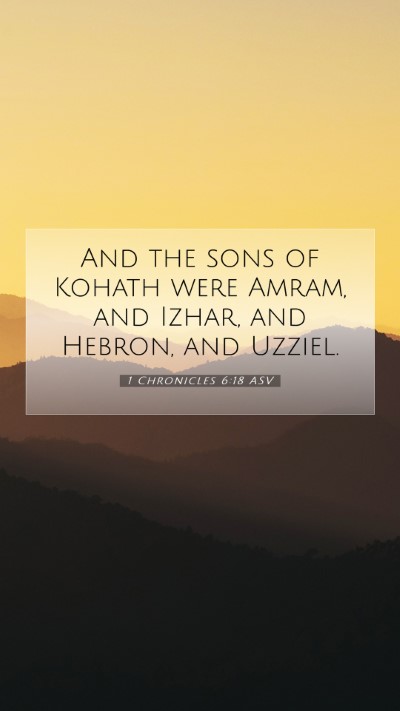 Picture 07 - 1 Chronicles 6:18 ASV Mobile Phone Wallpaper - And the sons of Kohath were Amram, and Izhar, and - Mobile Bible Verse Wallpaper