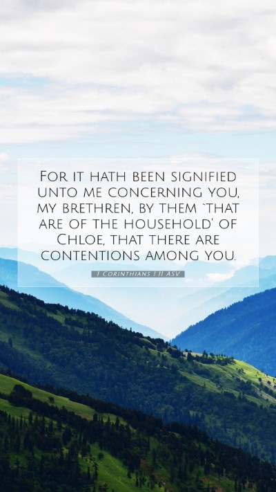 Picture 07 - 1 Corinthians 1:11 ASV Mobile Phone Wallpaper - For it hath been signified unto me concerning - Mobile Bible Verse Wallpaper