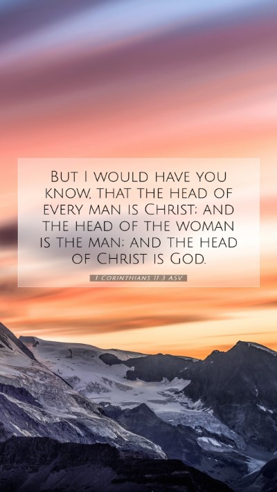 Picture 07 - 1 Corinthians 11:3 ASV Mobile Phone Wallpaper - But I would have you know, that the head of every - Mobile Bible Verse Wallpaper