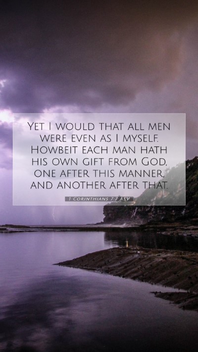 Picture 07 - 1 Corinthians 7:7 ASV Mobile Phone Wallpaper - Yet I would that all men were even as I myself. - Mobile Bible Verse Wallpaper