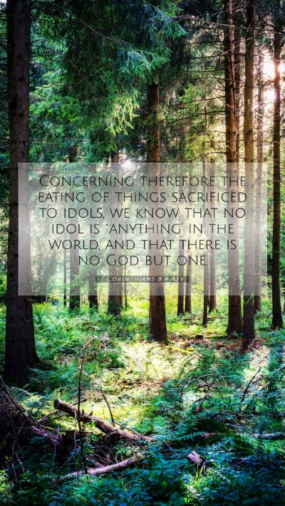 Picture 07 - 1 Corinthians 8:4 ASV Mobile Phone Wallpaper - Concerning therefore the eating of things - Mobile Bible Verse Wallpaper