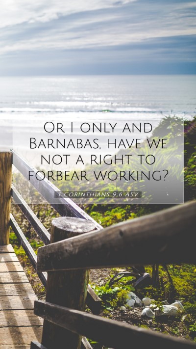 Picture 07 - 1 Corinthians 9:6 ASV Mobile Phone Wallpaper - Or I only and Barnabas, have we not a right to - Mobile Bible Verse Wallpaper