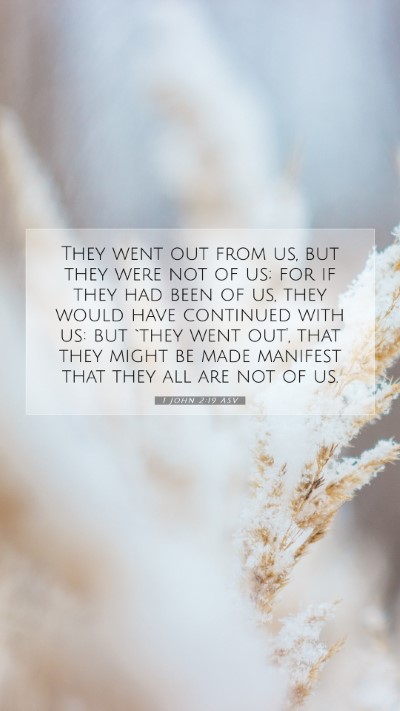 Picture 07 - 1 John 2:19 ASV Mobile Phone Wallpaper - They went out from us, but they were not of us; - Mobile Bible Verse Wallpaper