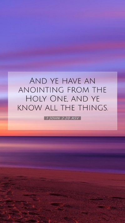 Picture 07 - 1 John 2:20 ASV Mobile Phone Wallpaper - And ye have an anointing from the Holy One, and - Mobile Bible Verse Wallpaper