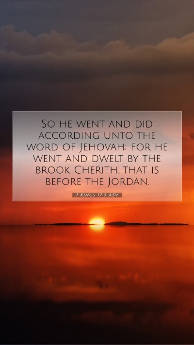 Picture 07 - 1 Kings 17:5 ASV Mobile Phone Wallpaper - So he went and did according unto the word of - Mobile Bible Verse Wallpaper