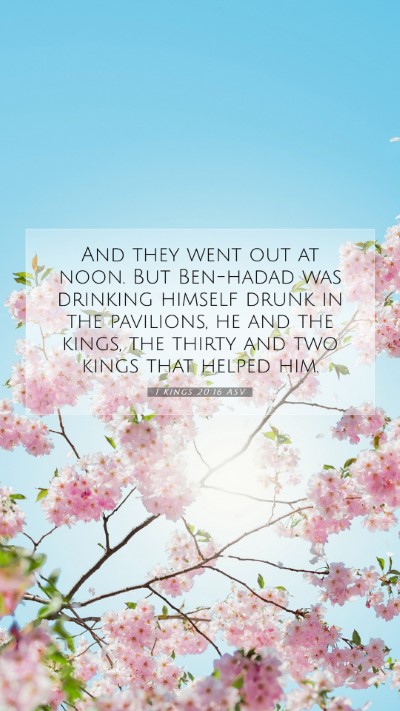Picture 07 - 1 Kings 20:16 ASV Mobile Phone Wallpaper - And they went out at noon. But Ben-hadad was - Mobile Bible Verse Wallpaper