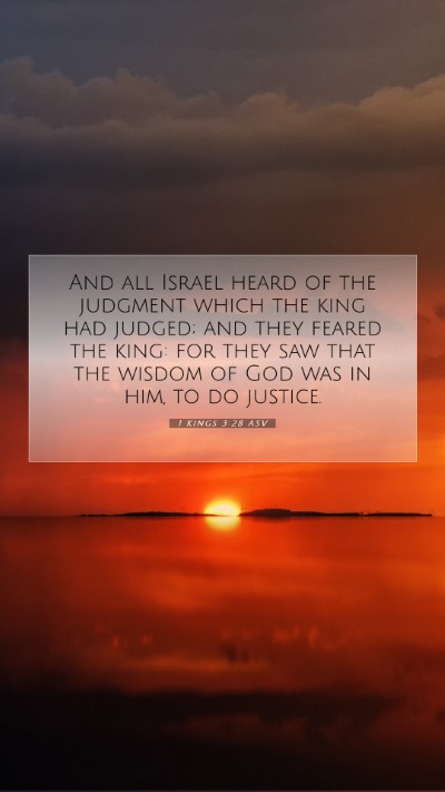 Picture 07 - 1 Kings 3:28 ASV Mobile Phone Wallpaper - And all Israel heard of the judgment which the - Mobile Bible Verse Wallpaper