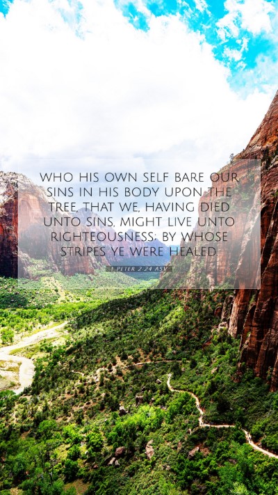 Picture 07 - 1 Peter 2:24 ASV Mobile Phone Wallpaper - who his own self bare our sins in his body upon - Mobile Bible Verse Wallpaper