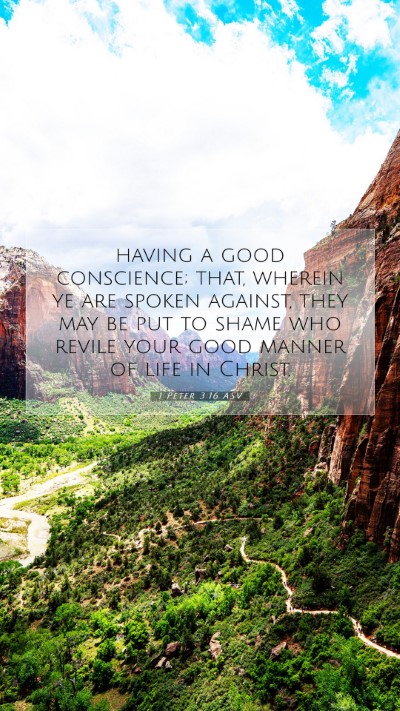 Picture 07 - 1 Peter 3:16 ASV Mobile Phone Wallpaper - having a good conscience; that, wherein ye are - Mobile Bible Verse Wallpaper