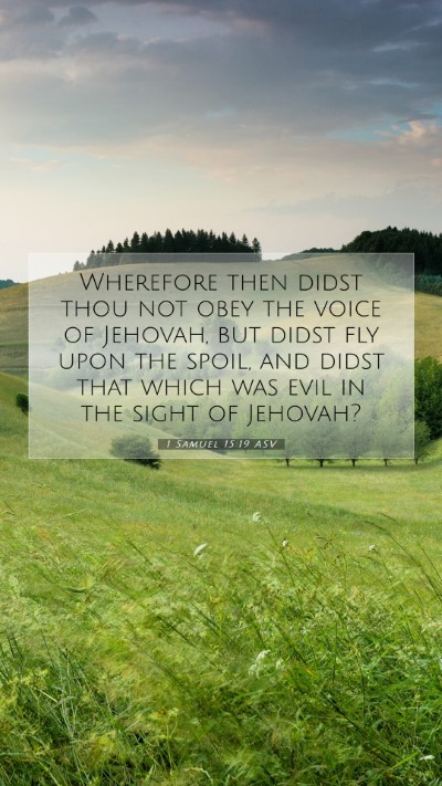 Picture 07 - 1 Samuel 15:19 ASV Mobile Phone Wallpaper - Wherefore then didst thou not obey the voice of - Mobile Bible Verse Wallpaper