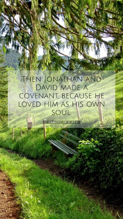 Picture 07 - 1 Samuel 18:3 ASV Mobile Phone Wallpaper - Then Jonathan and David made a covenant, because - Mobile Bible Verse Wallpaper