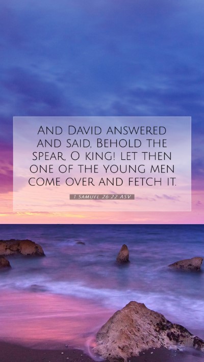 Picture 07 - 1 Samuel 26:22 ASV Mobile Phone Wallpaper - And David answered and said, Behold the spear, O - Mobile Bible Verse Wallpaper