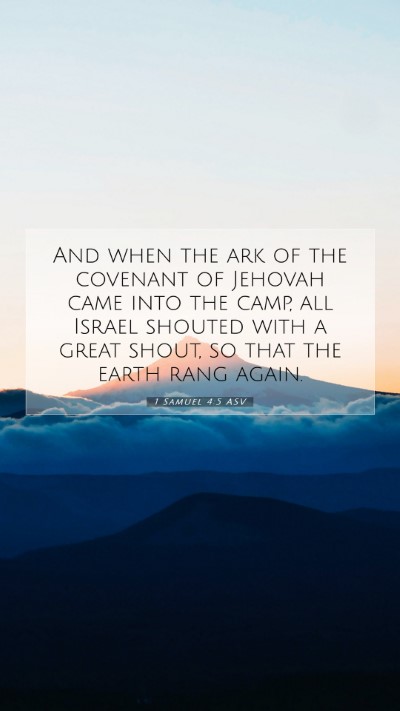 Picture 07 - 1 Samuel 4:5 ASV Mobile Phone Wallpaper - And when the ark of the covenant of Jehovah came - Mobile Bible Verse Wallpaper