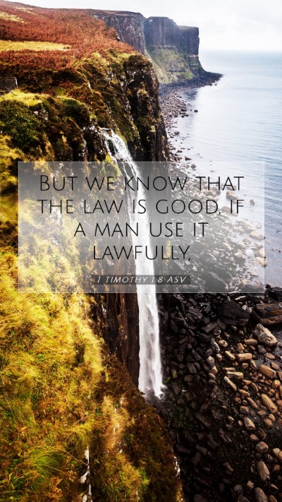 Picture 07 - 1 Timothy 1:8 ASV Mobile Phone Wallpaper - But we know that the law is good, if a man use it - Mobile Bible Verse Wallpaper