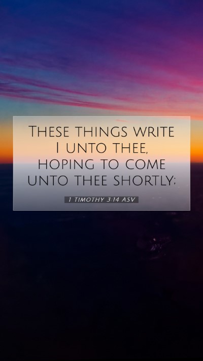 Picture 07 - 1 Timothy 3:14 ASV Mobile Phone Wallpaper - These things write I unto thee, hoping to come - Mobile Bible Verse Wallpaper