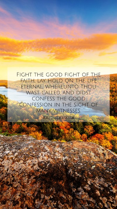 Picture 07 - 1 Timothy 6:12 ASV Mobile Phone Wallpaper - Fight the good fight of the faith, lay hold on - Mobile Bible Verse Wallpaper