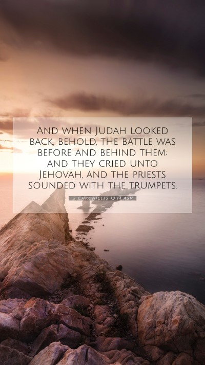 Picture 07 - 2 Chronicles 13:14 ASV Mobile Phone Wallpaper - And when Judah looked back, behold, the battle - Mobile Bible Verse Wallpaper