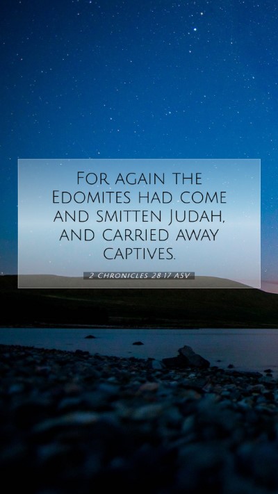 Picture 07 - 2 Chronicles 28:17 ASV Mobile Phone Wallpaper - For again the Edomites had come and smitten - Mobile Bible Verse Wallpaper