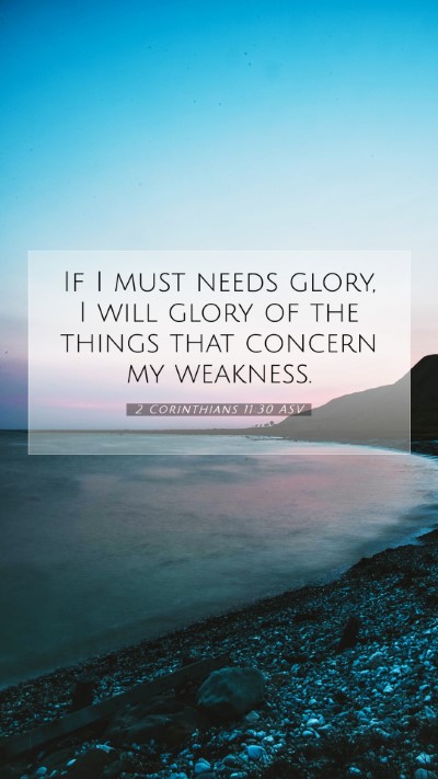 Picture 07 - 2 Corinthians 11:30 ASV Mobile Phone Wallpaper - If I must needs glory, I will glory of the things - Mobile Bible Verse Wallpaper