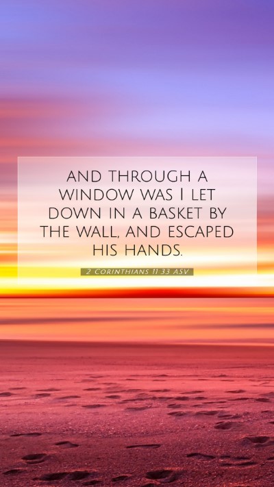 Picture 07 - 2 Corinthians 11:33 ASV Mobile Phone Wallpaper - and through a window was I let down in a basket - Mobile Bible Verse Wallpaper