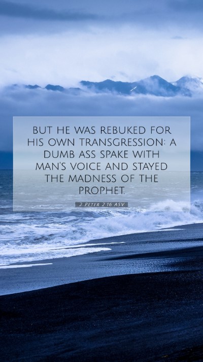 Picture 07 - 2 Peter 2:16 ASV Mobile Phone Wallpaper - but he was rebuked for his own transgression: a - Mobile Bible Verse Wallpaper