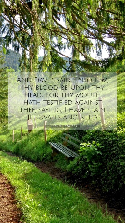 Picture 07 - 2 Samuel 1:16 ASV Mobile Phone Wallpaper - And David said unto him, Thy blood be upon thy - Mobile Bible Verse Wallpaper