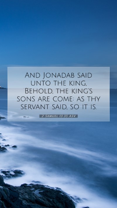 Picture 07 - 2 Samuel 13:35 ASV Mobile Phone Wallpaper - And Jonadab said unto the king, Behold, the - Mobile Bible Verse Wallpaper