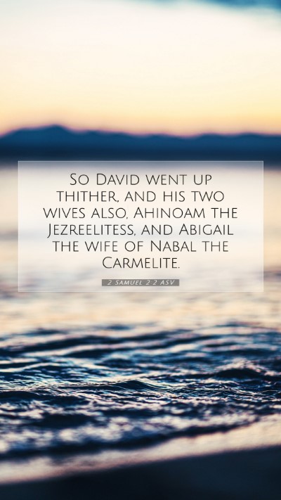 Picture 07 - 2 Samuel 2:2 ASV Mobile Phone Wallpaper - So David went up thither, and his two wives also, - Mobile Bible Verse Wallpaper