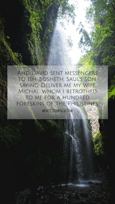 Picture 07 - 2 Samuel 3:14 ASV Mobile Phone Wallpaper - And David sent messengers to Ish-bosheth, Saul's - Mobile Bible Verse Wallpaper