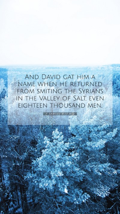 Picture 07 - 2 Samuel 8:13 ASV Mobile Phone Wallpaper - And David gat him a name when he returned from - Mobile Bible Verse Wallpaper