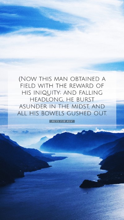 Picture 07 - Acts 1:18 ASV Mobile Phone Wallpaper - (Now this man obtained a field with the reward of - Mobile Bible Verse Wallpaper