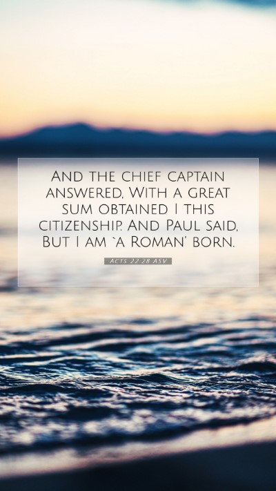Picture 07 - Acts 22:28 ASV Mobile Phone Wallpaper - And the chief captain answered, With a great sum - Mobile Bible Verse Wallpaper