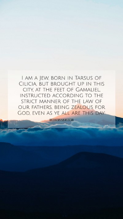 Picture 07 - Acts 22:3 ASV Mobile Phone Wallpaper - I am a Jew, born in Tarsus of Cilicia, but - Mobile Bible Verse Wallpaper