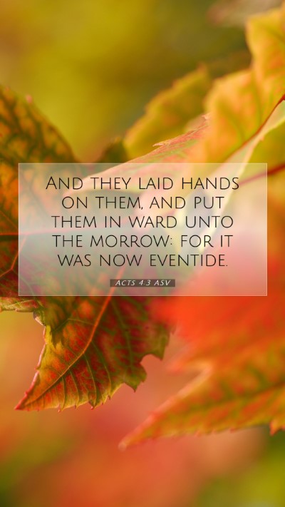 Picture 07 - Acts 4:3 ASV Mobile Phone Wallpaper - And they laid hands on them, and put them in ward - Mobile Bible Verse Wallpaper