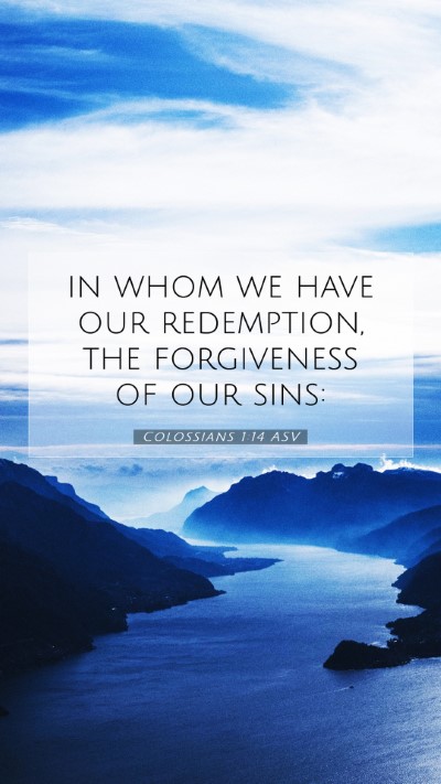 Picture 07 - Colossians 1:14 ASV Mobile Phone Wallpaper - in whom we have our redemption, the forgiveness - Mobile Bible Verse Wallpaper