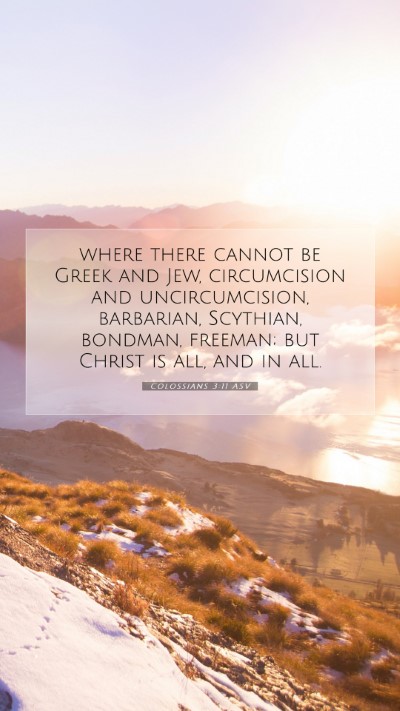 Picture 07 - Colossians 3:11 ASV Mobile Phone Wallpaper - where there cannot be Greek and Jew, circumcision - Mobile Bible Verse Wallpaper