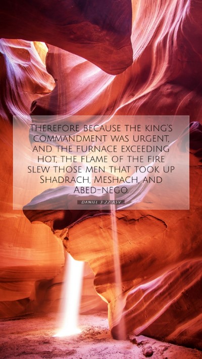 Picture 07 - Daniel 3:22 ASV Mobile Phone Wallpaper - Therefore because the king's commandment was - Mobile Bible Verse Wallpaper