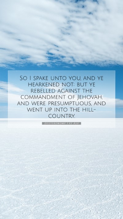 Picture 07 - Deuteronomy 1:43 ASV Mobile Phone Wallpaper - So I spake unto you, and ye hearkened not; but ye - Mobile Bible Verse Wallpaper