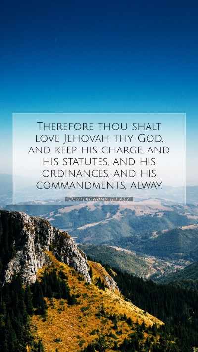 Picture 07 - Deuteronomy 11:1 ASV Mobile Phone Wallpaper - Therefore thou shalt love Jehovah thy God, and - Mobile Bible Verse Wallpaper