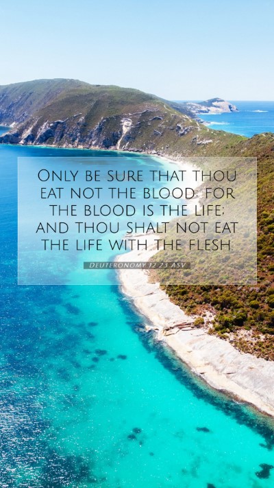 Picture 07 - Deuteronomy 12:23 ASV Mobile Phone Wallpaper - Only be sure that thou eat not the blood: for the - Mobile Bible Verse Wallpaper