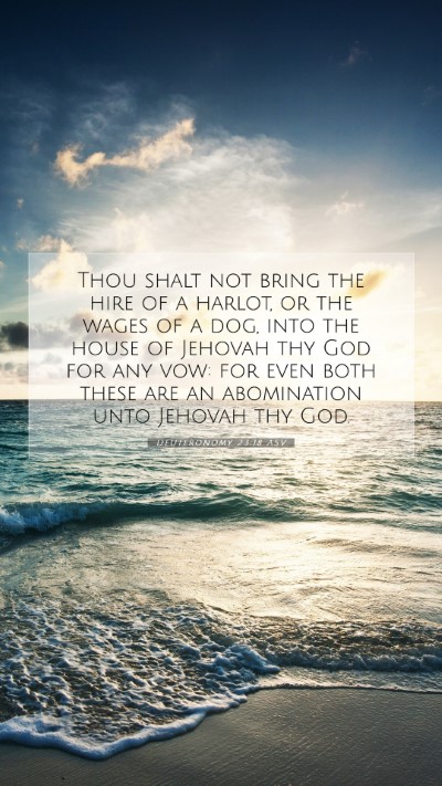 Picture 07 - Deuteronomy 23:18 ASV Mobile Phone Wallpaper - Thou shalt not bring the hire of a harlot, or the - Mobile Bible Verse Wallpaper