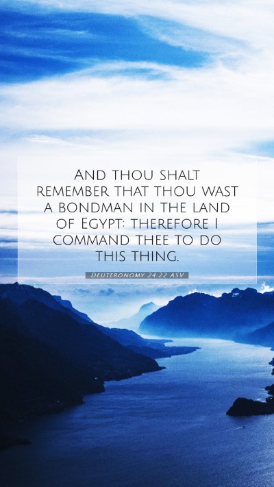 Picture 07 - Deuteronomy 24:22 ASV Mobile Phone Wallpaper - And thou shalt remember that thou wast a bondman - Mobile Bible Verse Wallpaper