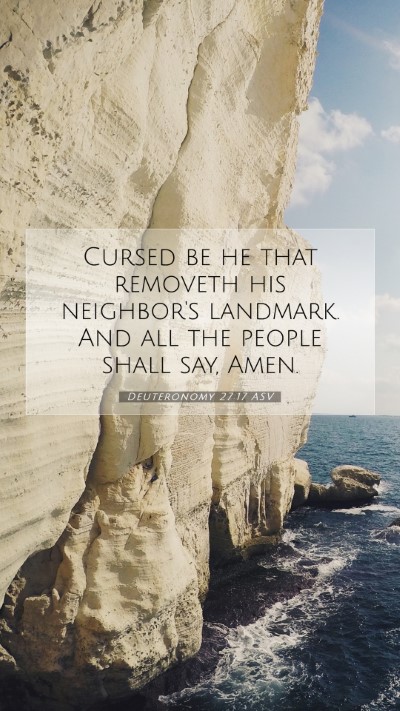 Picture 07 - Deuteronomy 27:17 ASV Mobile Phone Wallpaper - Cursed be he that removeth his neighbor's - Mobile Bible Verse Wallpaper