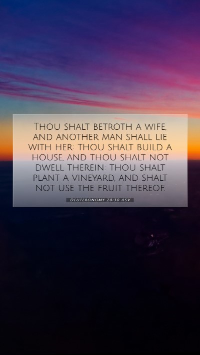 Picture 07 - Deuteronomy 28:30 ASV Mobile Phone Wallpaper - Thou shalt betroth a wife, and another man shall - Mobile Bible Verse Wallpaper