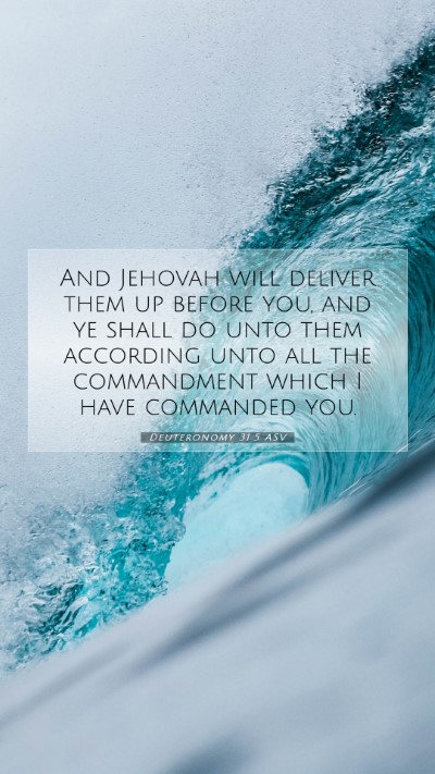 Picture 07 - Deuteronomy 31:5 ASV Mobile Phone Wallpaper - And Jehovah will deliver them up before you, and - Mobile Bible Verse Wallpaper